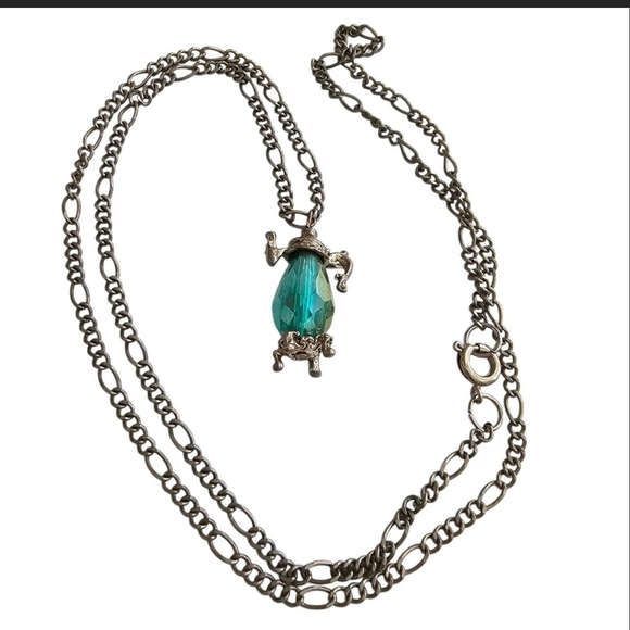 Elegant Silver Necklace with Teal Pendant - Picture 1 of 5